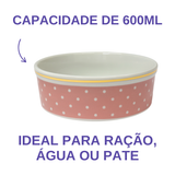 Comedouro Rosa de Porcelana 600ml