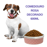 Comedouro Rosa de Porcelana 600ml
