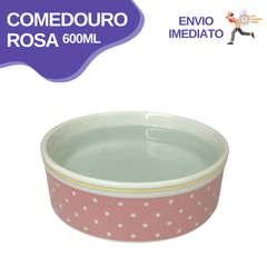 Comedouro Rosa de Porcelana 600ml