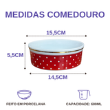 Comedouro Vermelho de Porcelana 600ml