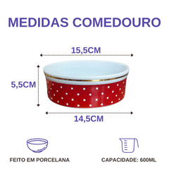 Comedouro Vermelho de Porcelana 600ml
