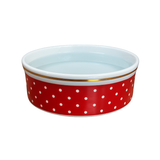 Comedouro pet porcelana 600ml Branco Rosa Vermelho e Azul