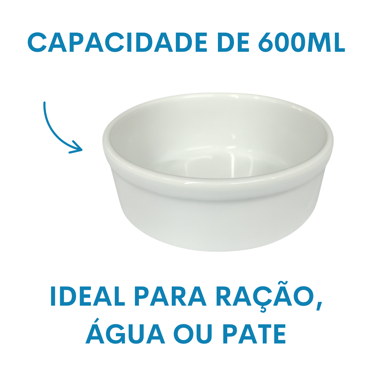 Comedouro pet porcelana 600ml Branco Rosa Vermelho e Azul