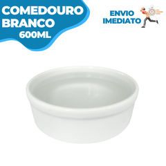 Comedouro pet porcelana 600ml Branco Rosa Vermelho e Azul