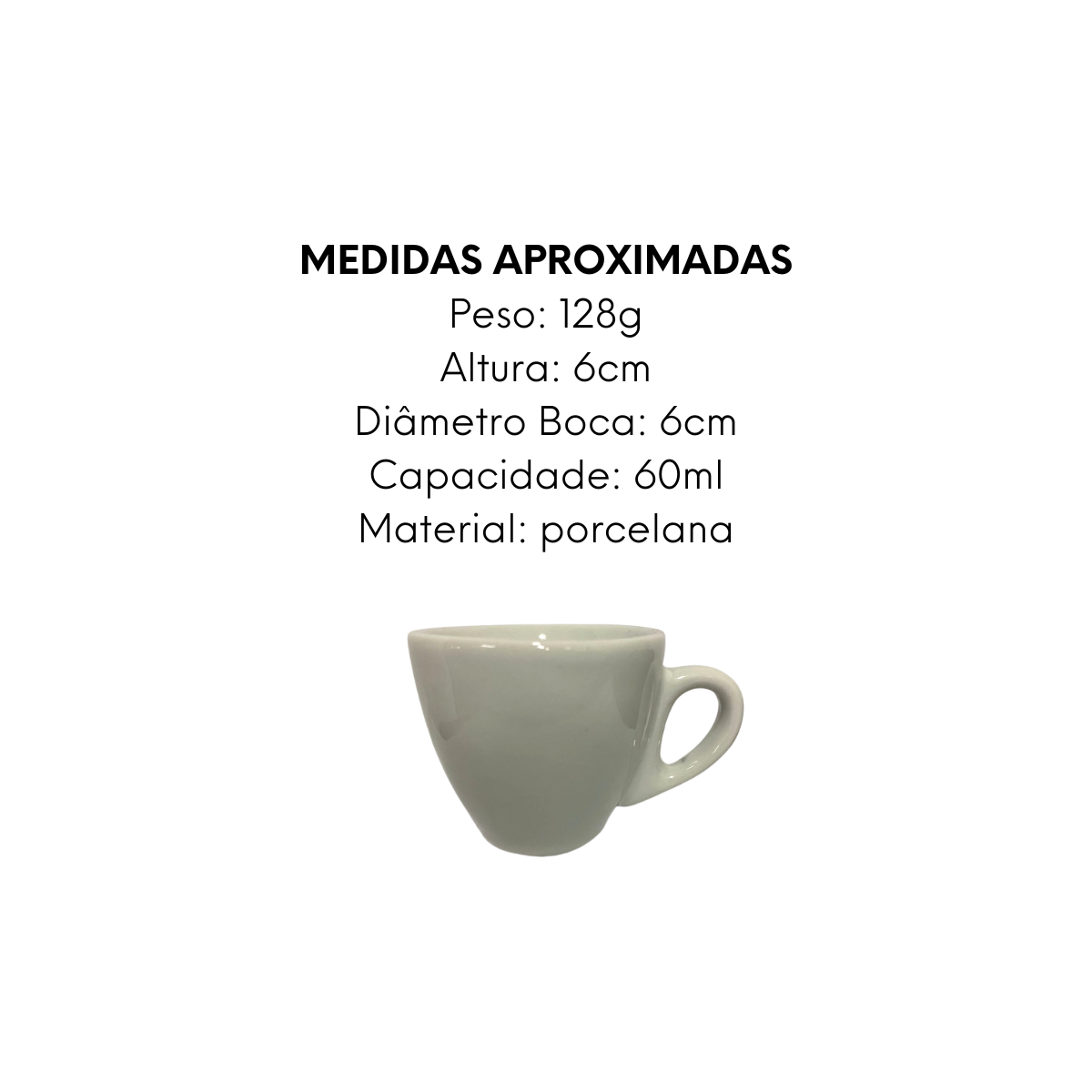 Xicara de Café Jundiai Sem Pires de Porcelana BelaVista