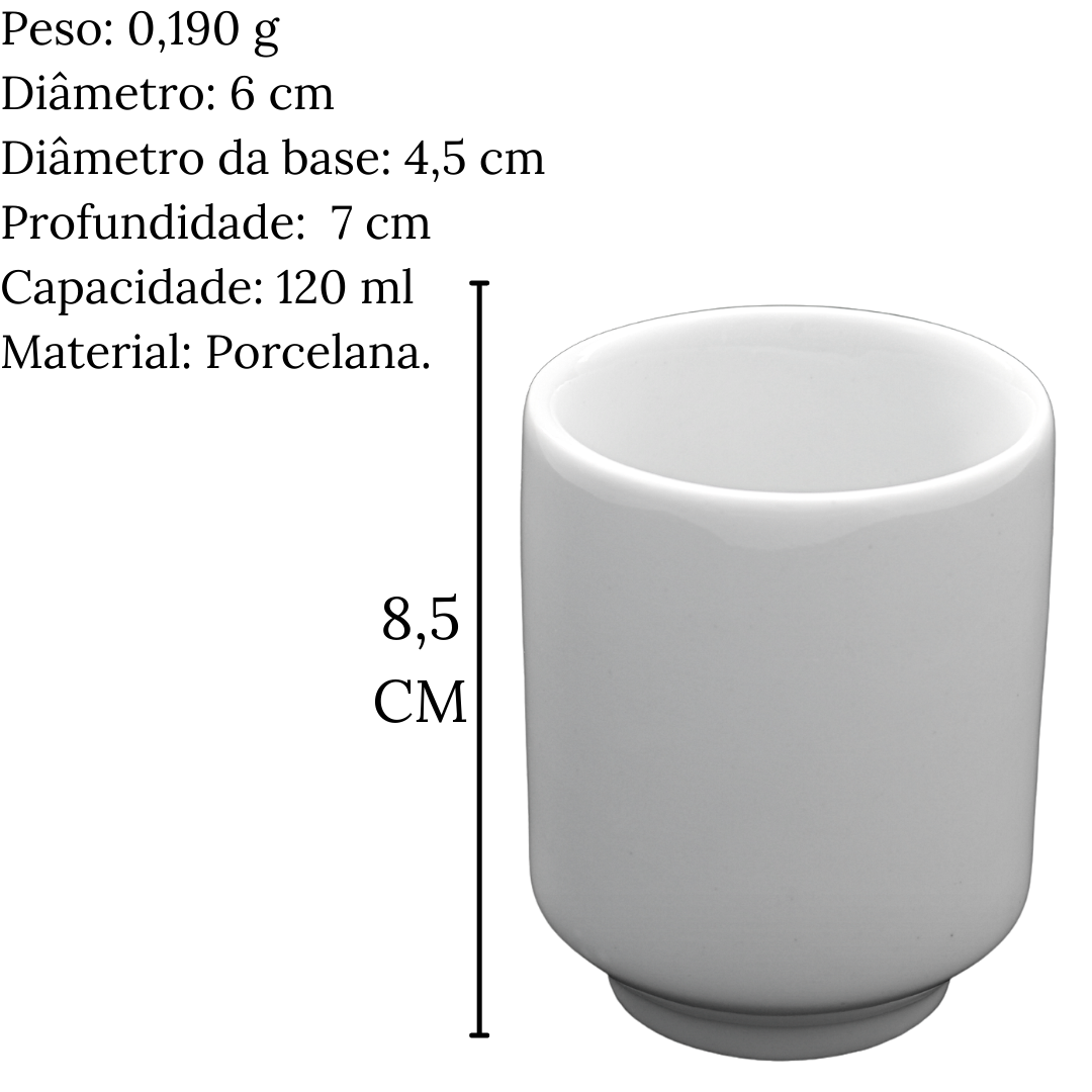 Copo Pequeno em Porcelana Branca 120ml BelaVista