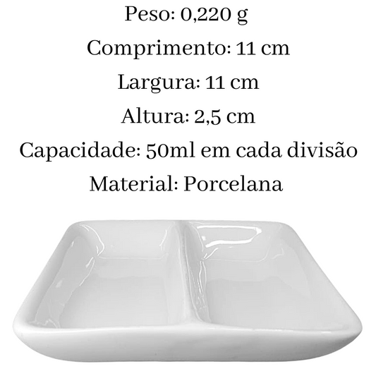 Porta Patê Molho C/ Divisão Porcelana