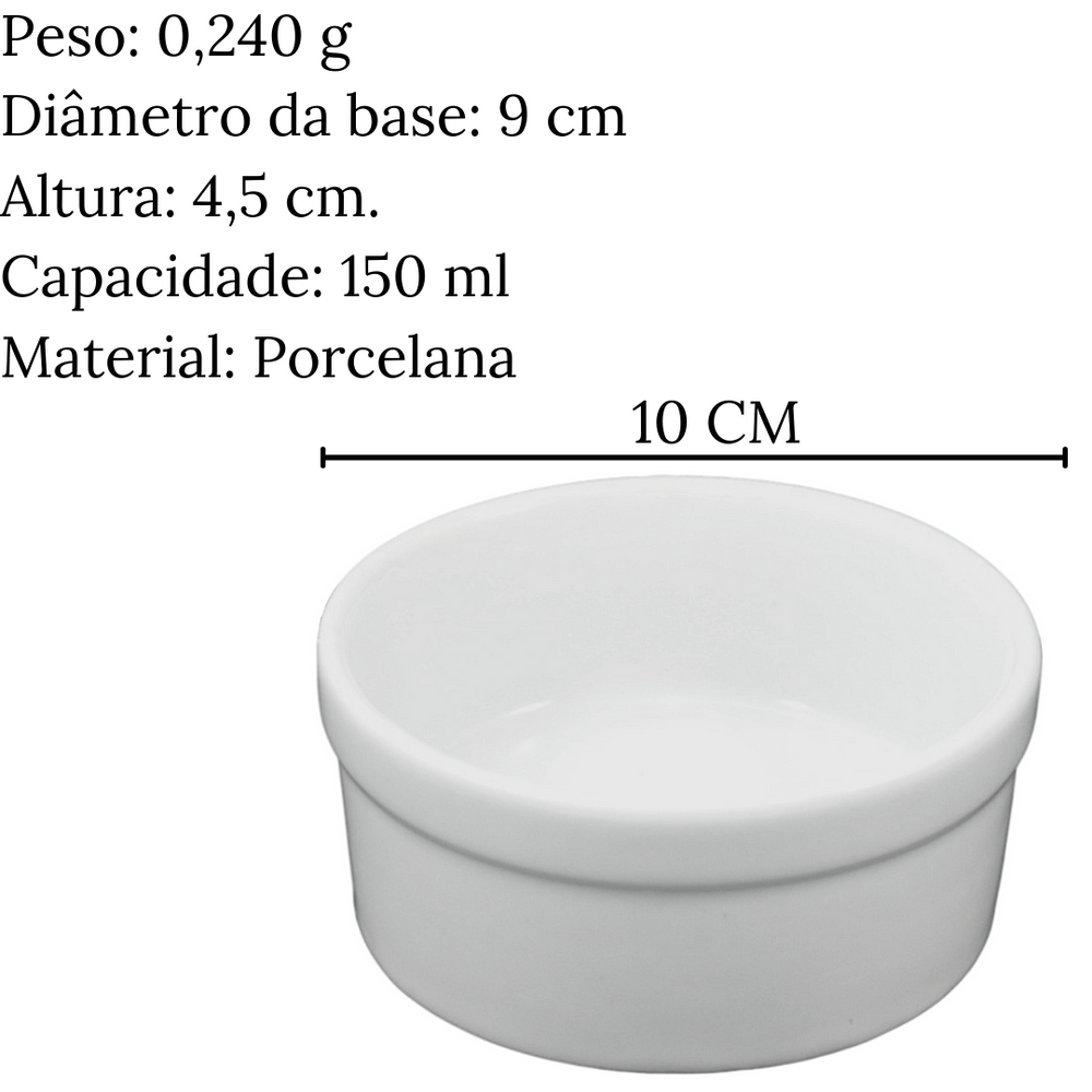 Ramekim Liso 150ml em Porcelana BelaVista