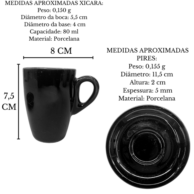 Xicara de Café Genova 80ml Com Pires Preto Main Image