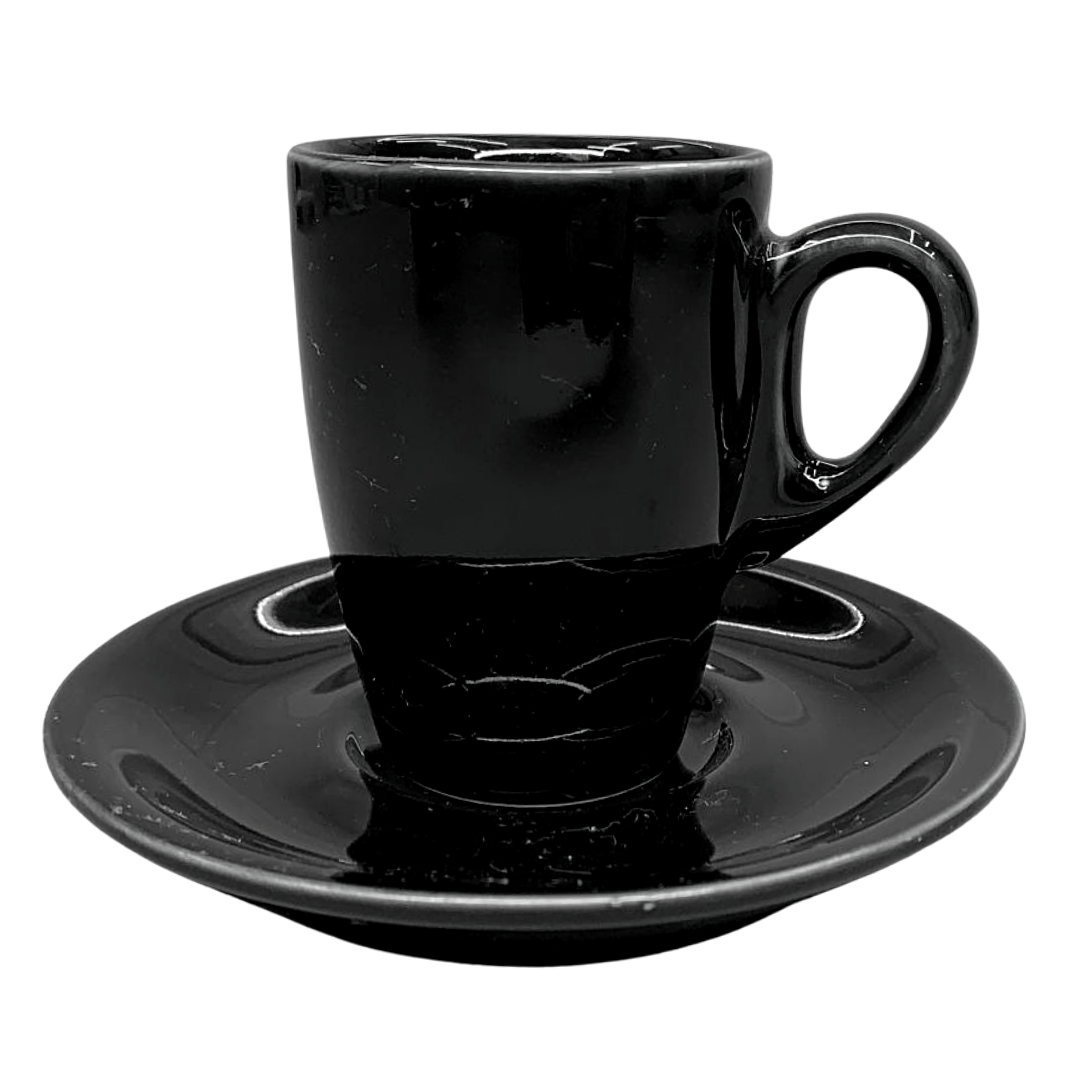 Xicara de Café Genova 80ml Com Pires Preto BelaVista