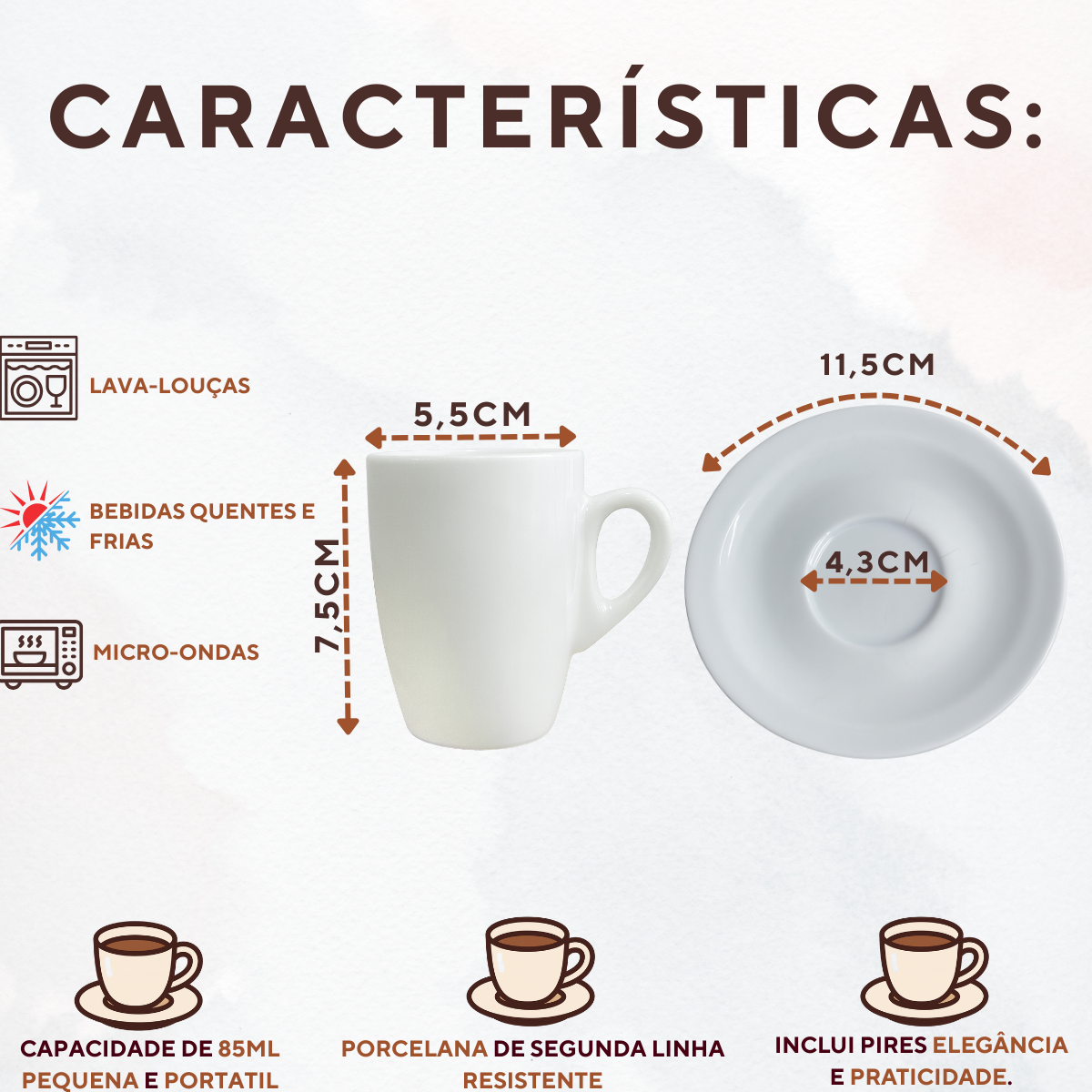 Xicara Café Genova Porcelana Segunda Linha 85ml