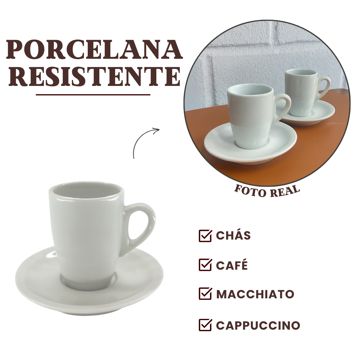 Xicara Café Genova Porcelana Segunda Linha 85ml