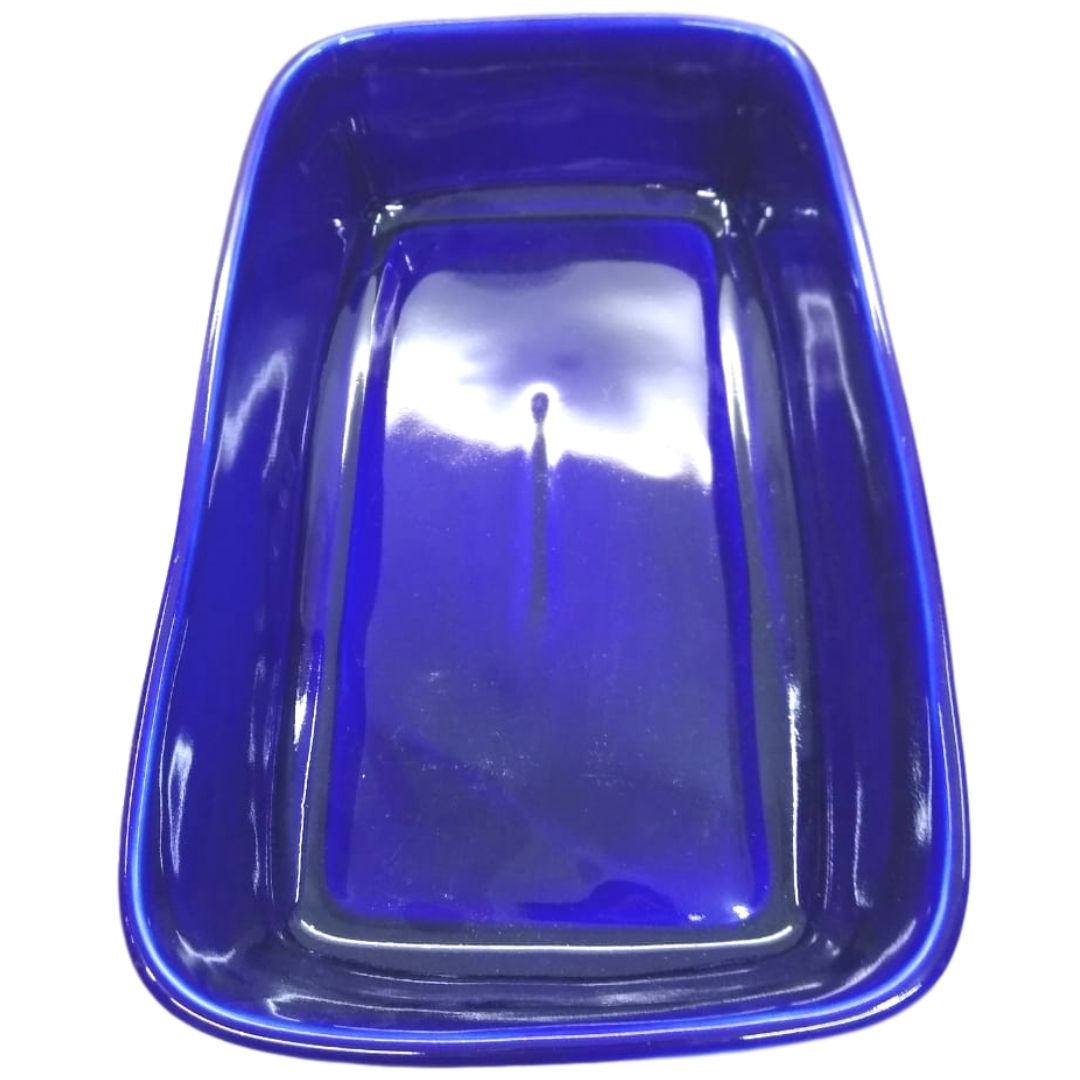 Travessa Retangular Azul Cobalto 1,4L Porcelana BelaVista
