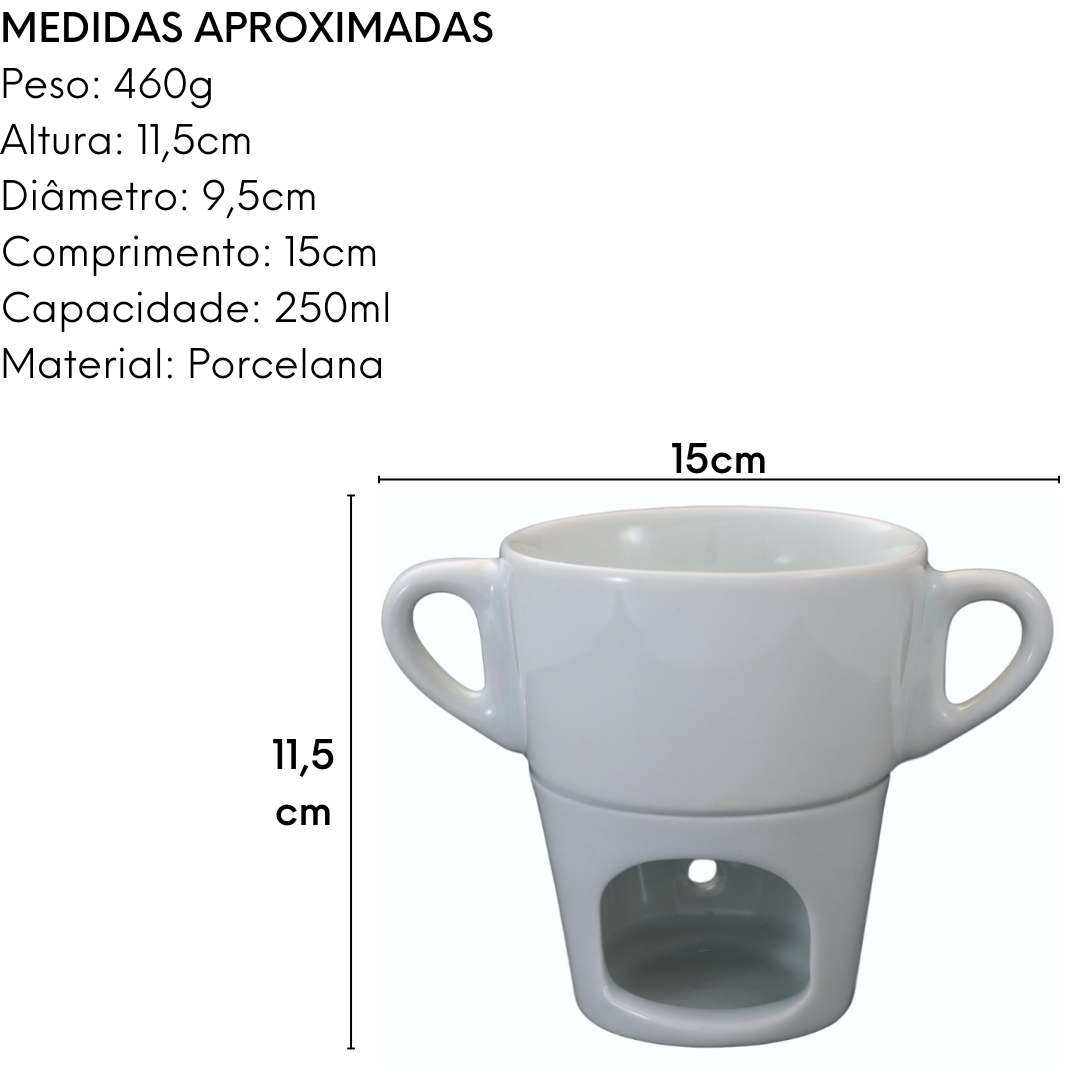 Fondue em Porcelana C/ Duas Alças BelaVista