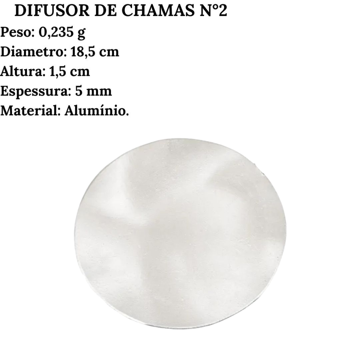 Difusor de chamas Para Fogareiro N2 em Aluminio Motta