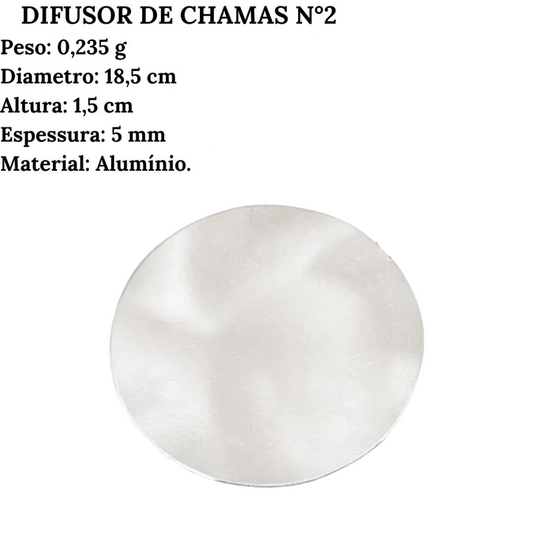 Difusor de chamas Para Fogareiro N2 em Aluminio