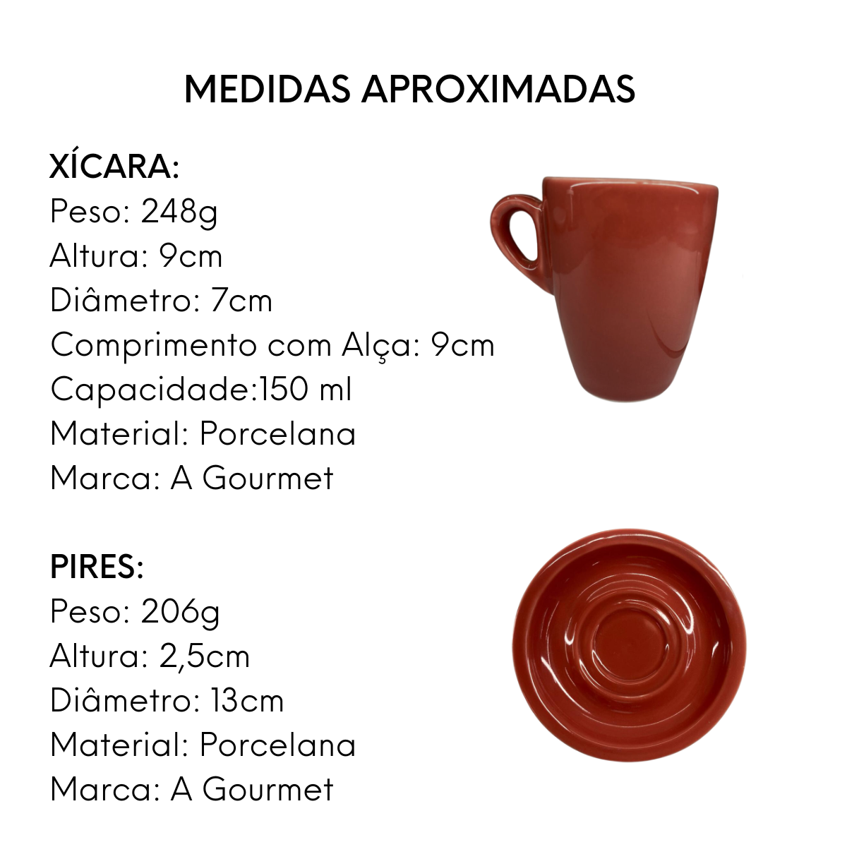 Xicara Genova Vermelha com Pires A Gourmet