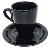 Xicara Genova Capuccino C/ Pires em Porcelana Preta BelaVista