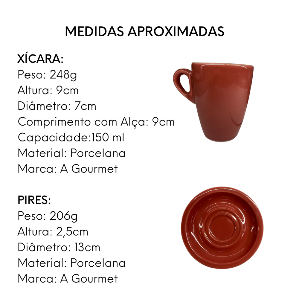 Xicara Genova Vermelha com Pires A Gourmet
