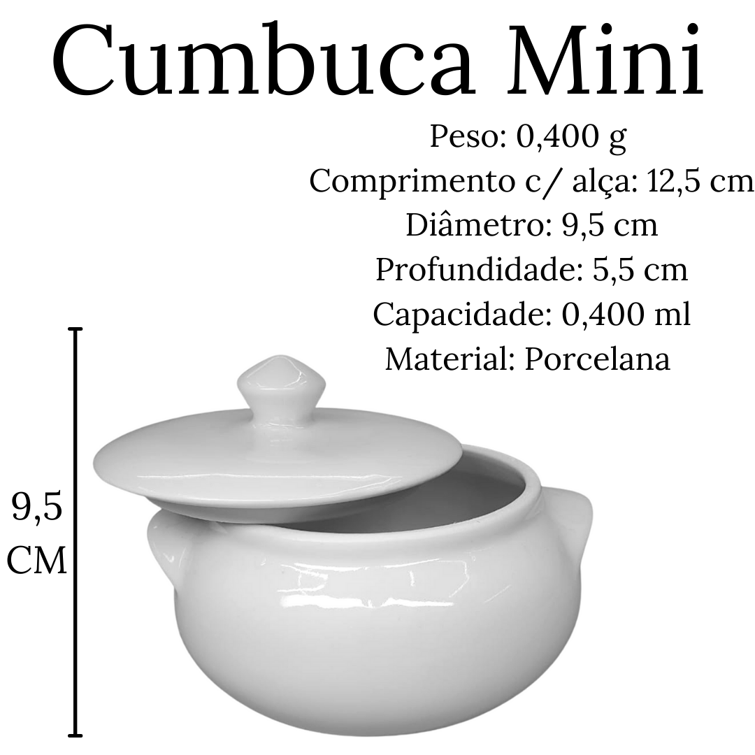 Mini Cumbuca C/ Tampa 400ml em Porcelana BelaVista