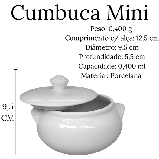 Mini Cumbuca C/ Tampa 400ml em Porcelana