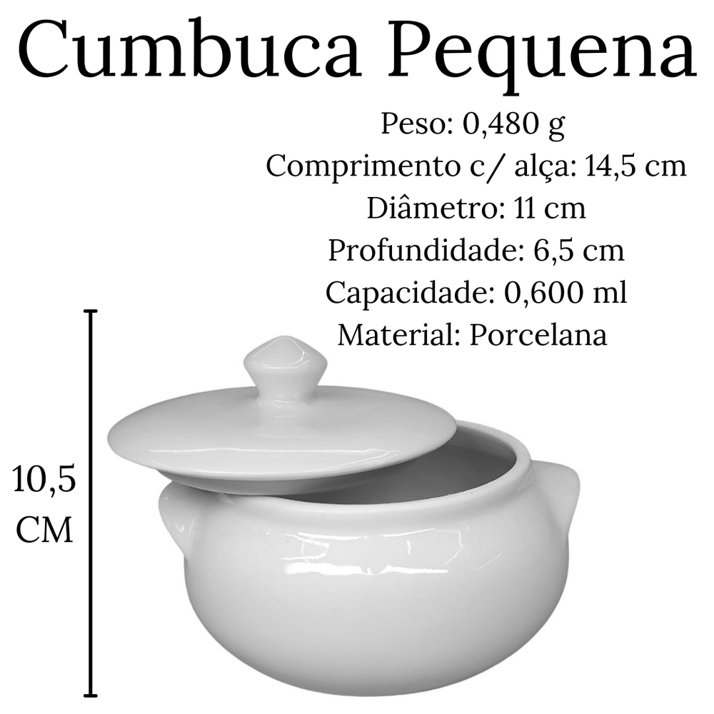 Cumbuca Pequena C/ Tampa 600ml em Porcelana BelaVista