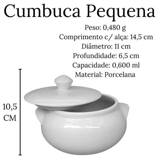 Cumbuca Pequena C/ Tampa 600ml em Porcelana