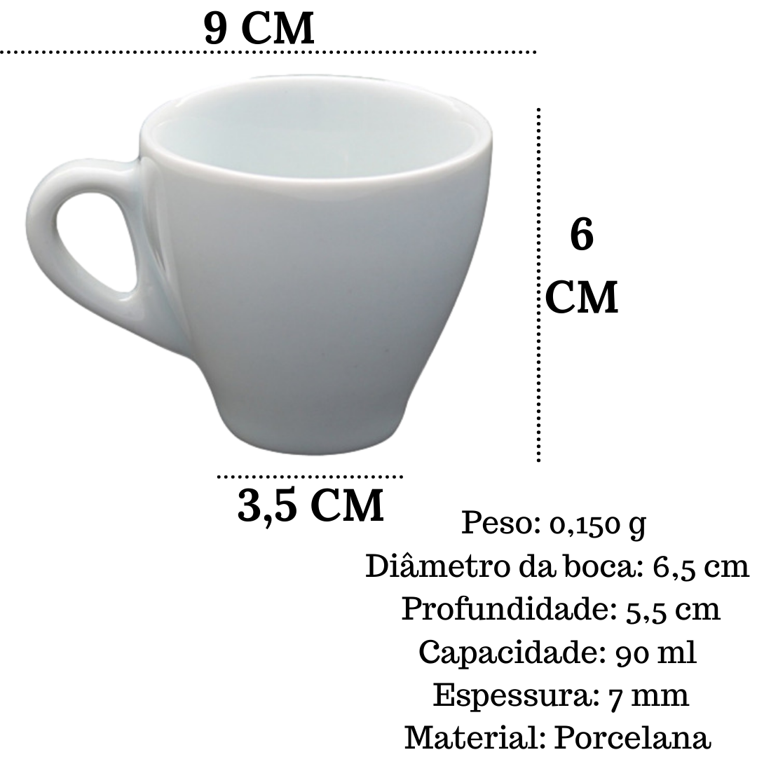 Xicara de Café Buondi S/ Pires 90ml em Porcelana BelaVista