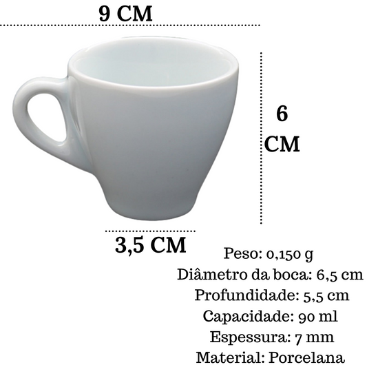 Xicara de Café Buondi S/ Pires 90ml em Porcelana