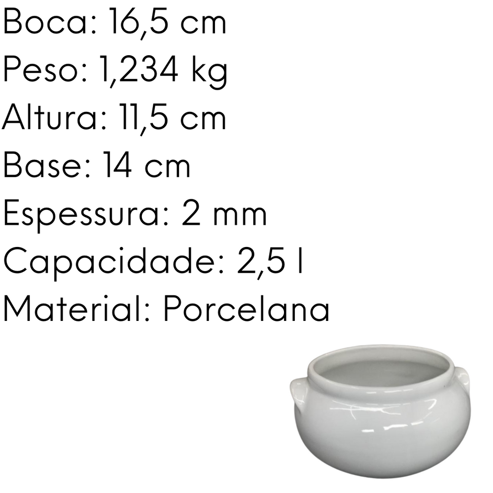 Cumbuca Grande em Porcelana S/ Tampa BelaVista