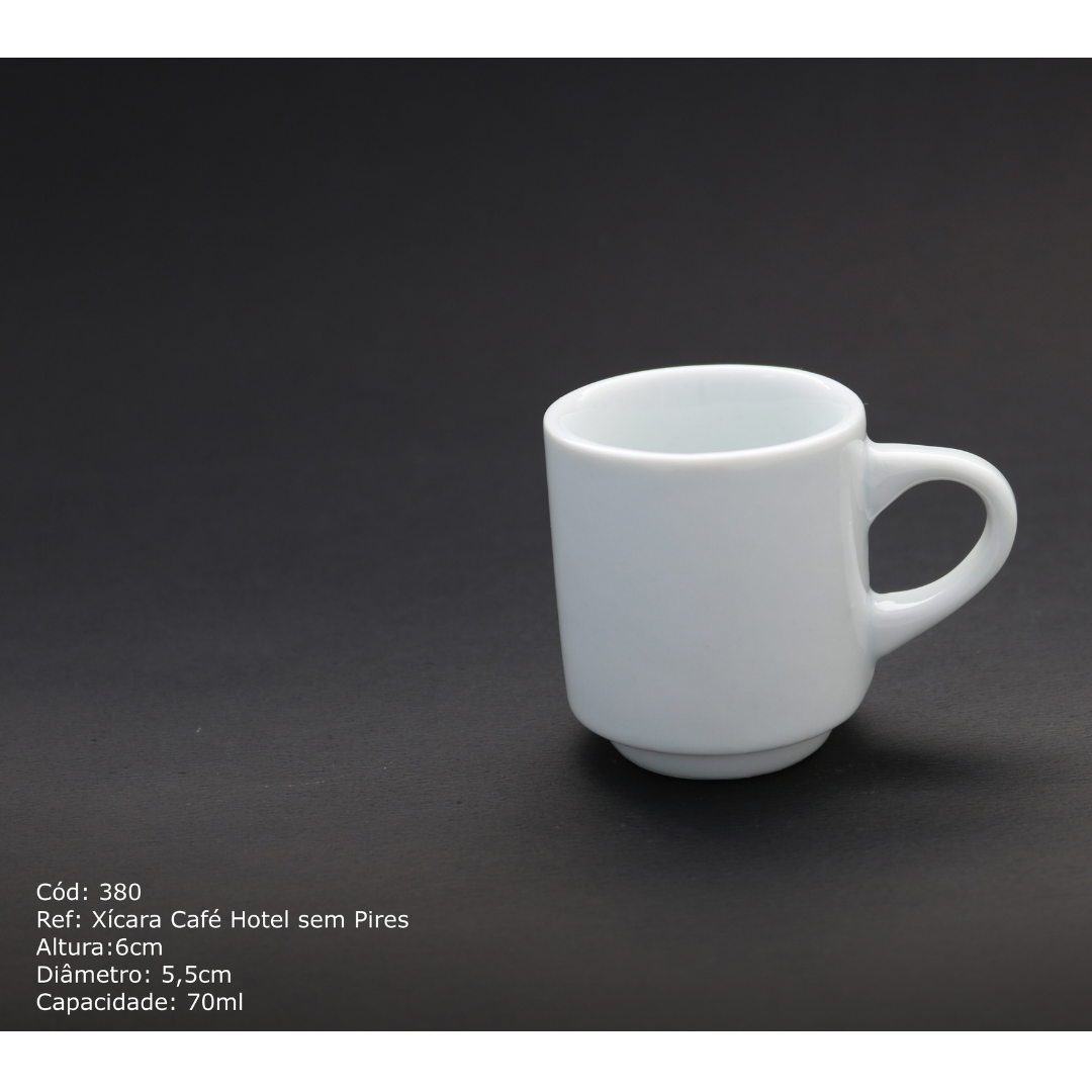 Xicara de Café Hotel S/ Pires 70ml Porcelana BelaVista