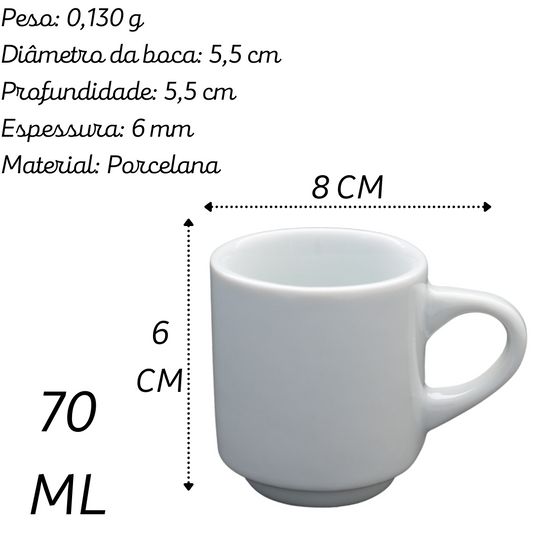 Xicara de Café Hotel S/ Pires 70ml Porcelana