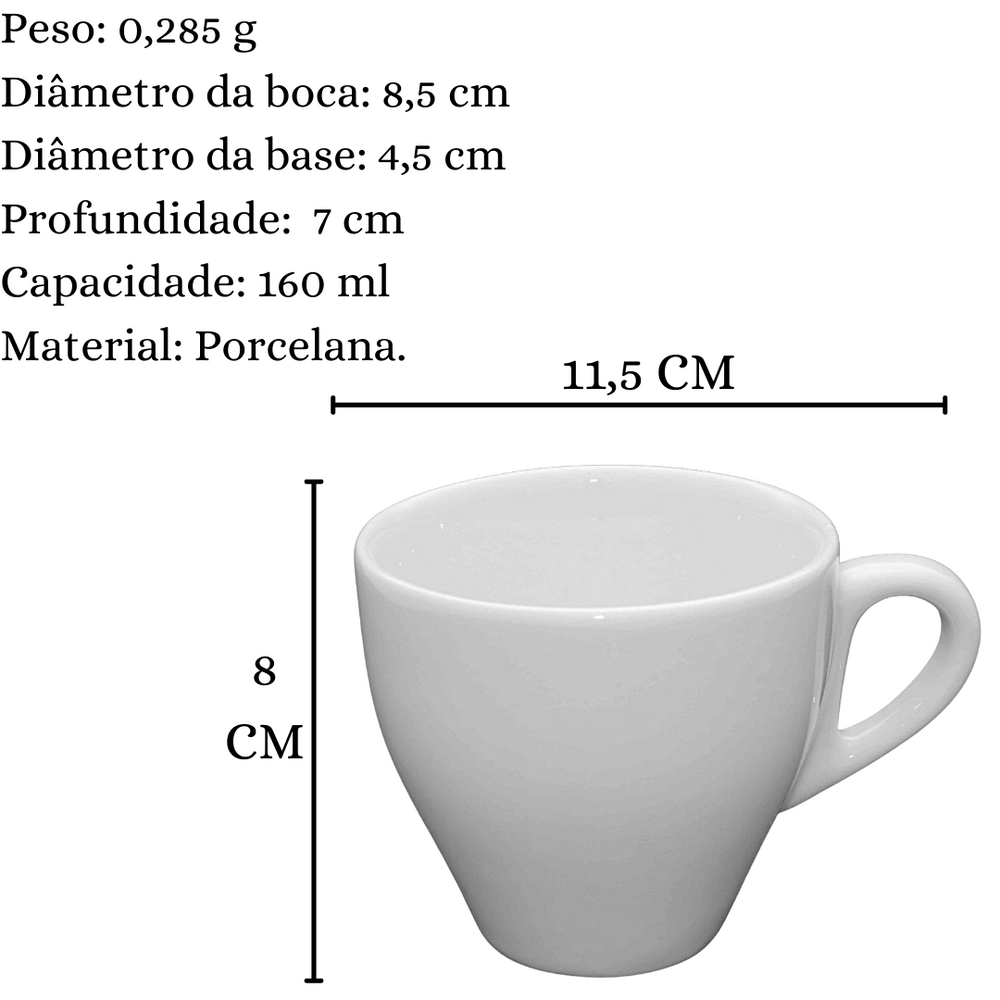 Xicara de Chá Buond 160ml Porcelana BelaVista