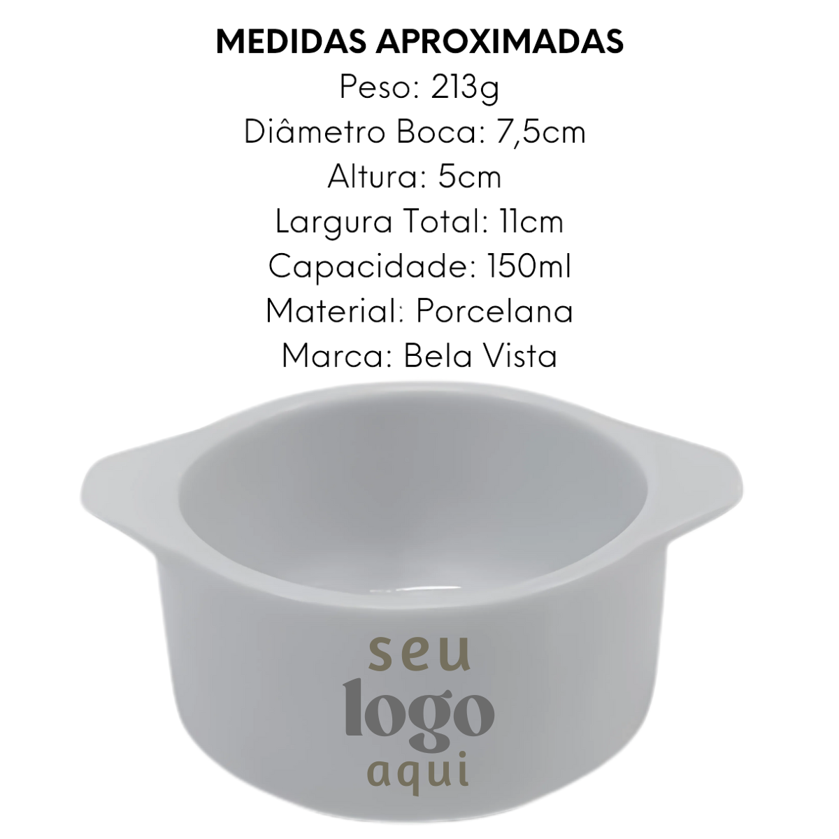 Kit 50 Ramekim Liso Médio Personalizado BelaVista Ramekim