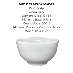 Kit 50 Tigela Japonesa 500ml Com Sua Marca BelaVista Tigela Porcelana