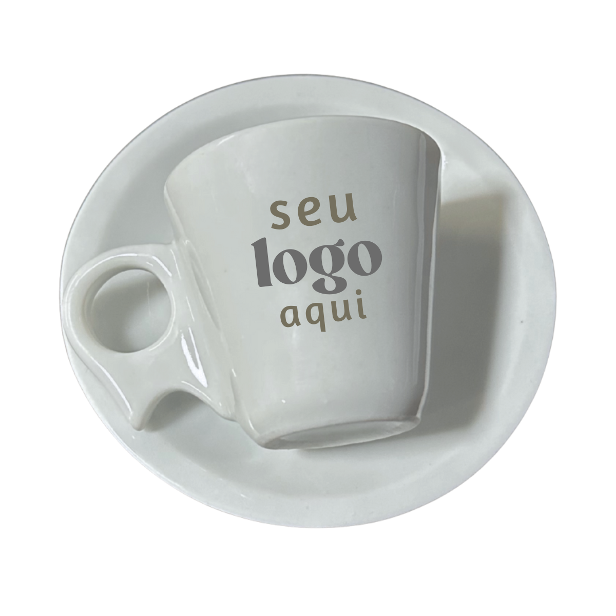 Kit 50 Xicara C/ Pires cabo bico Personalizado BelaVista Xicara de Café