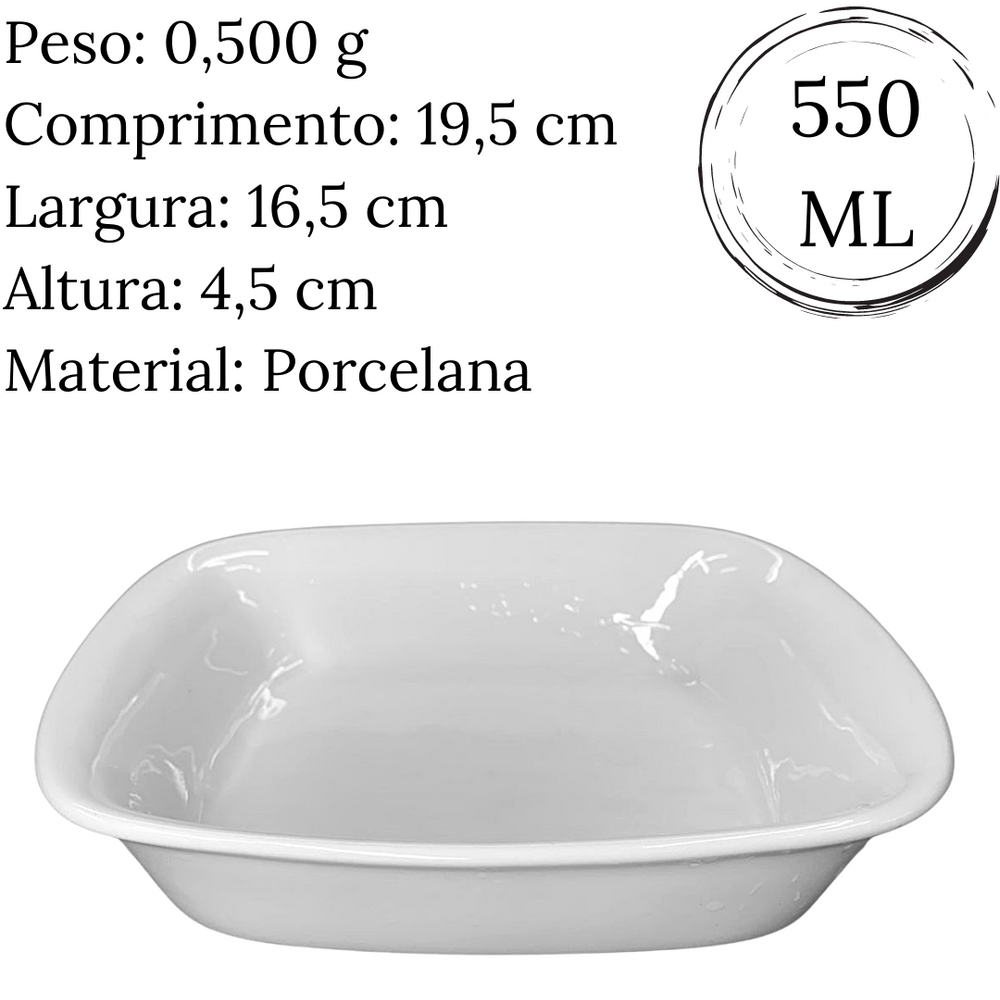 Travessa Quadrada Galoro Porcelana 550ml BelaVista