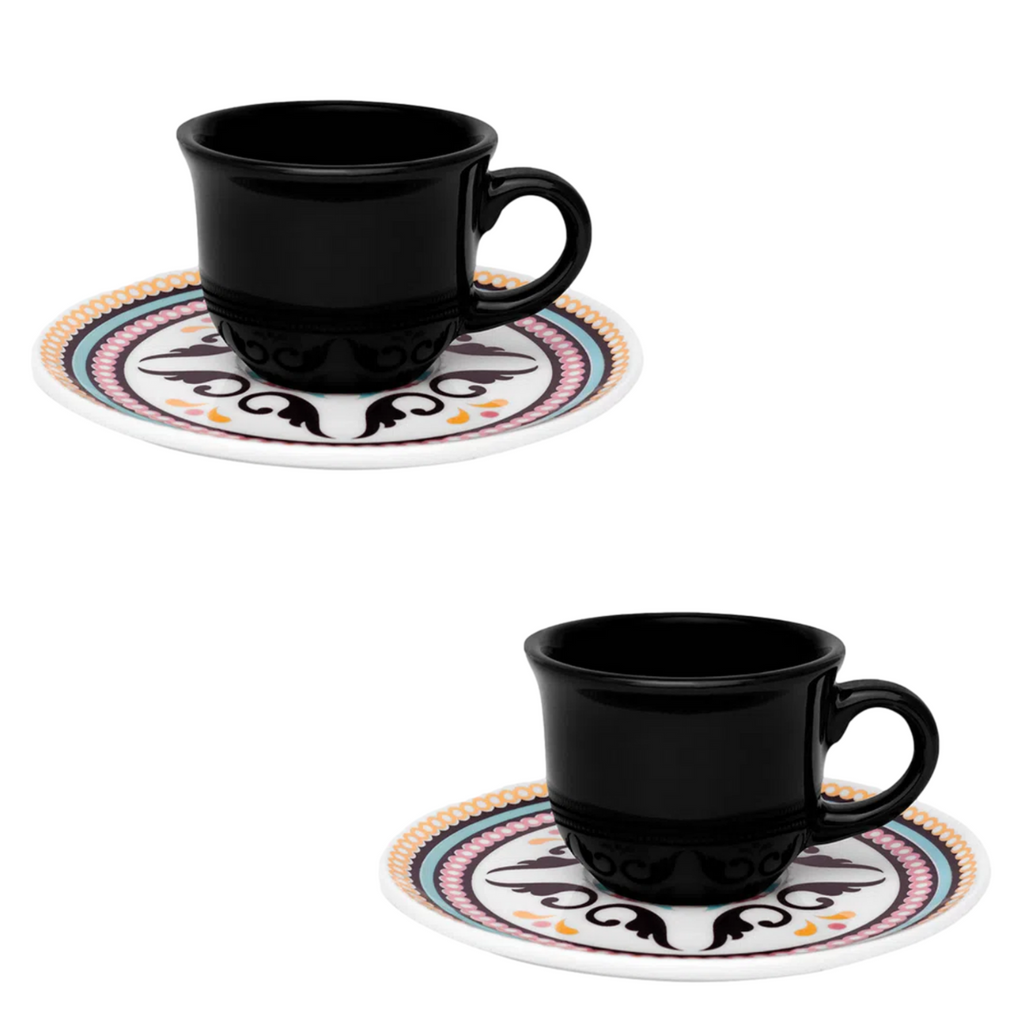 Xicara de Café Com Pires 75ml Floreal Luiza Oxford