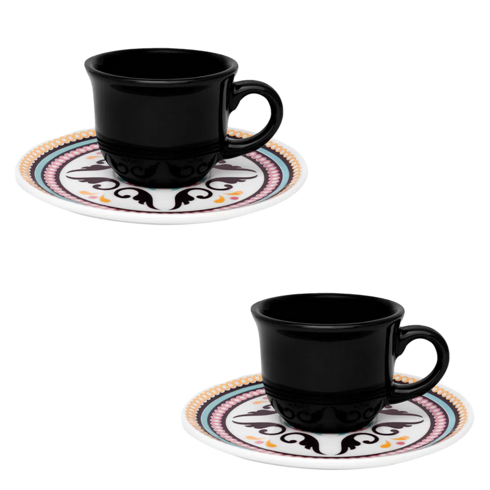 Xicara de Café Com Pires 75ml Floreal Luiza Oxford