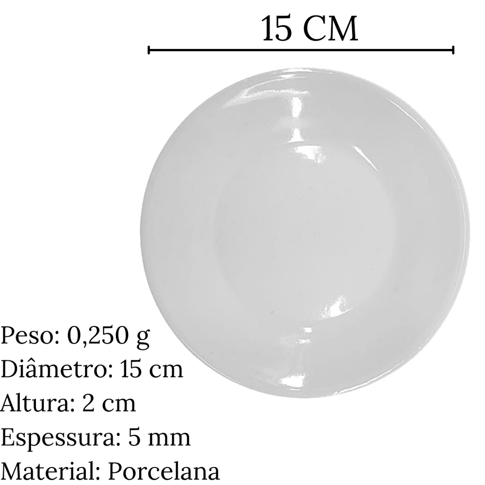Pires Grande Liso em Porcelana Branco 15cm BelaVista