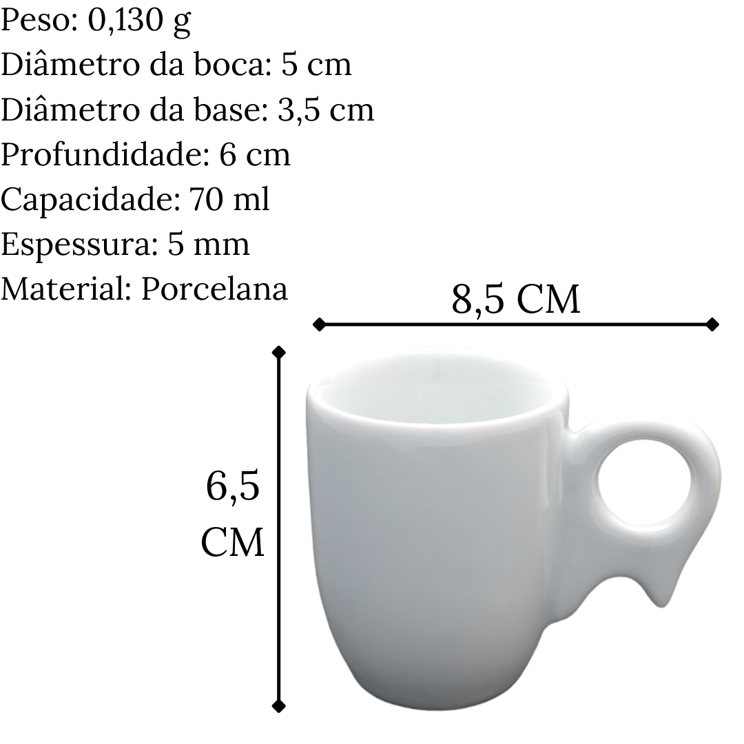 Xicara de Café Biruta 70ml em Porcelana BelaVista