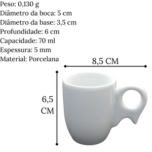 Xicara de Café Biruta 70ml em Porcelana BelaVista
