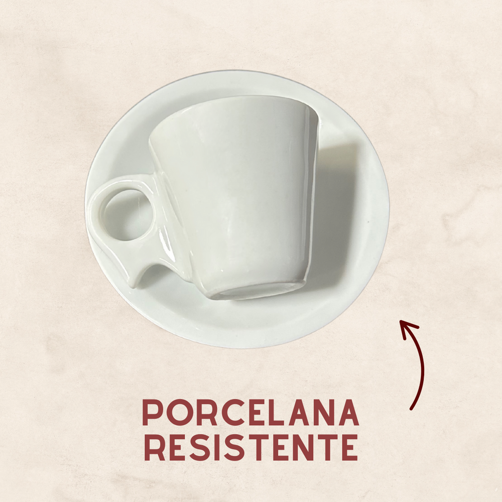 Xicara 70ml Com Pires Porcelana - A Gourmet