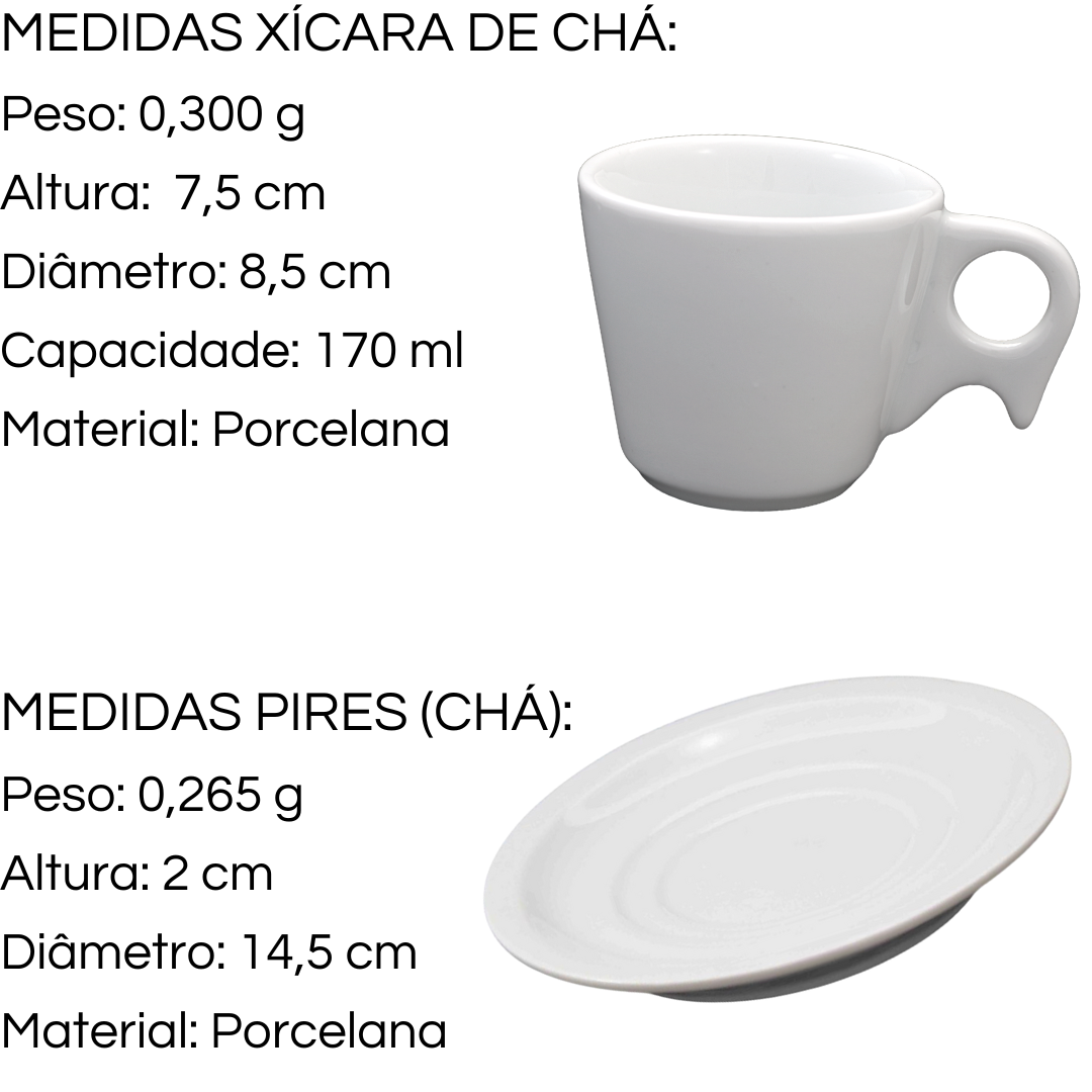 Xicara de Chá Piramide Cabo Bico C/ Pires 170ml BelaVista