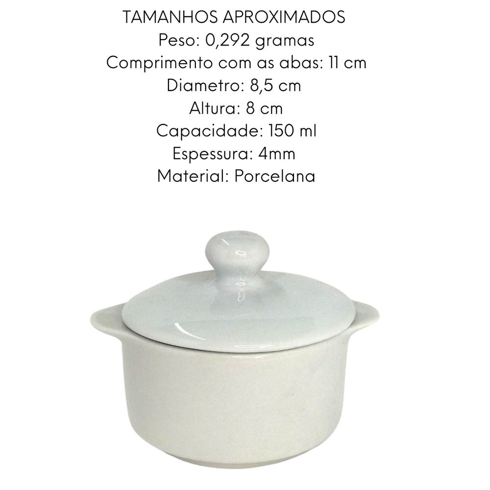 Ramequim de Porcelana Com Tampa 150ml BelaVista