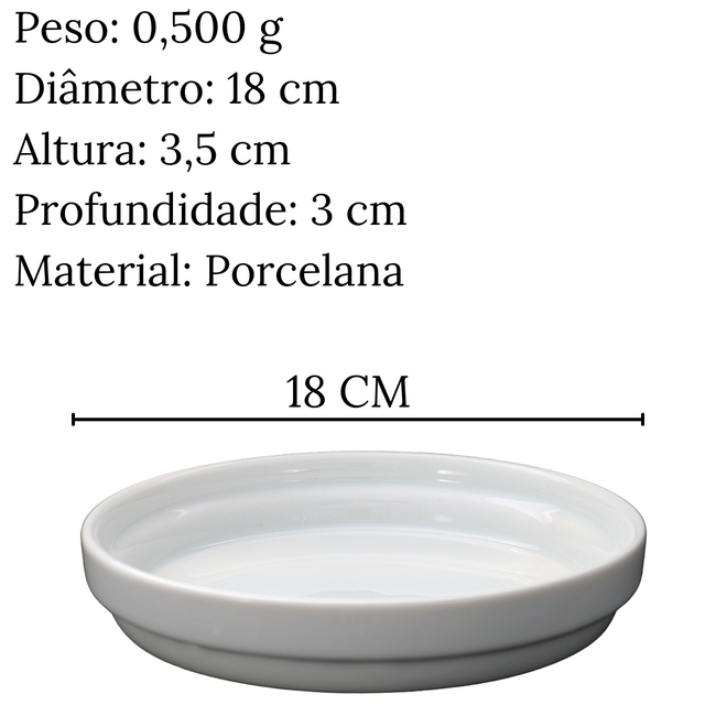 Prato Redondo Sobremesa em Porcelana 18cm Main Image