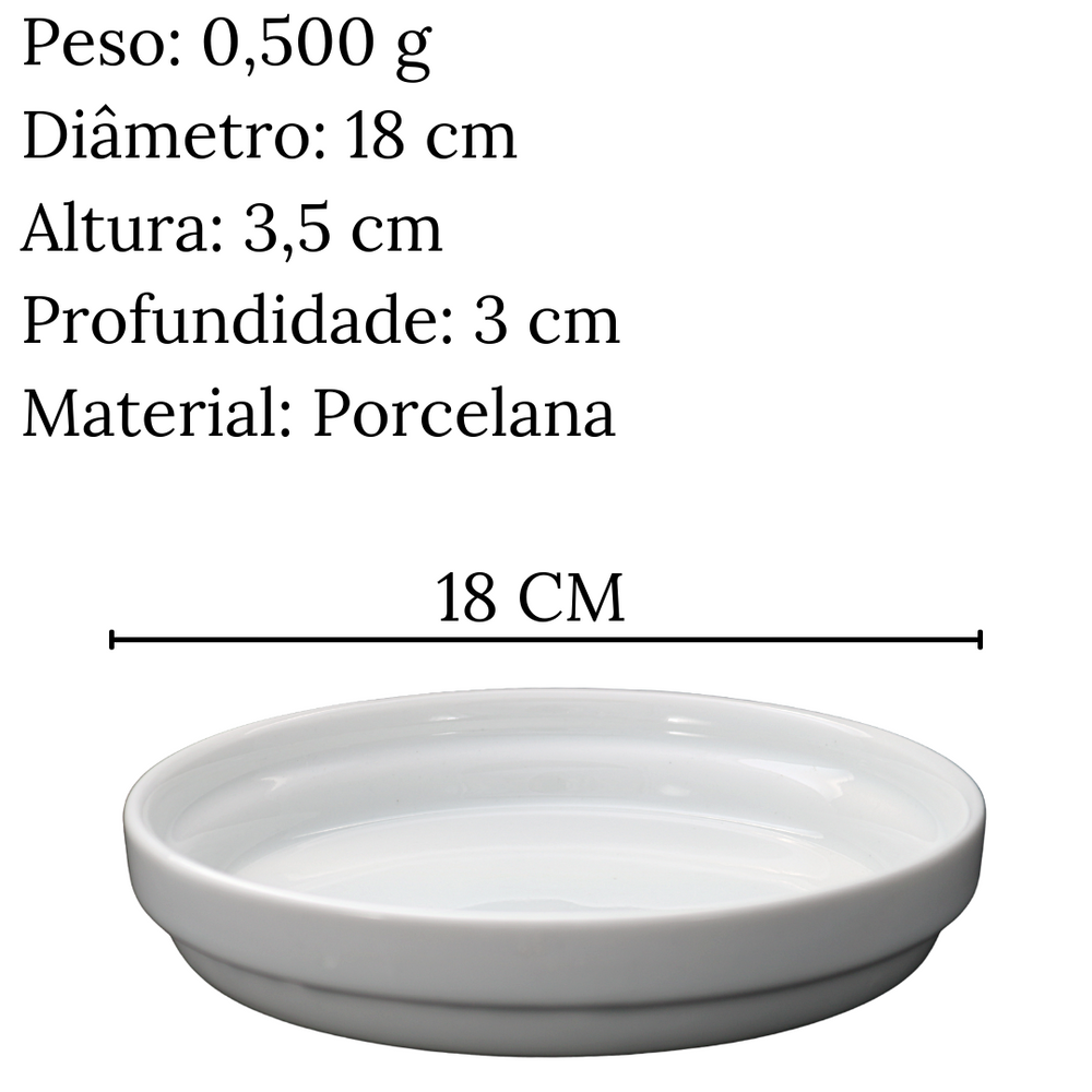 Prato Redondo Sobremesa em Porcelana 18cm BelaVista