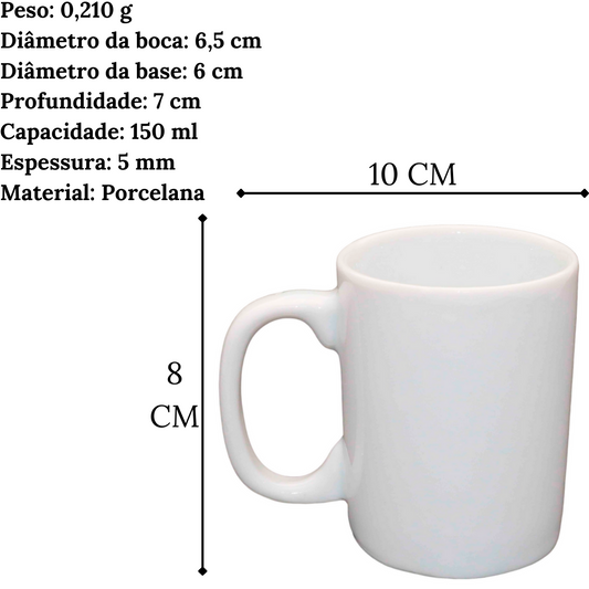 Caneca Fina em Porcelana 150ml