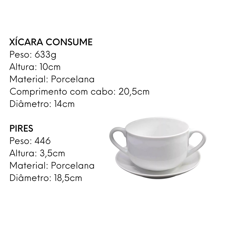 Xicara Consume Grande 2 Cabo 750ml Com Pires BelaVista