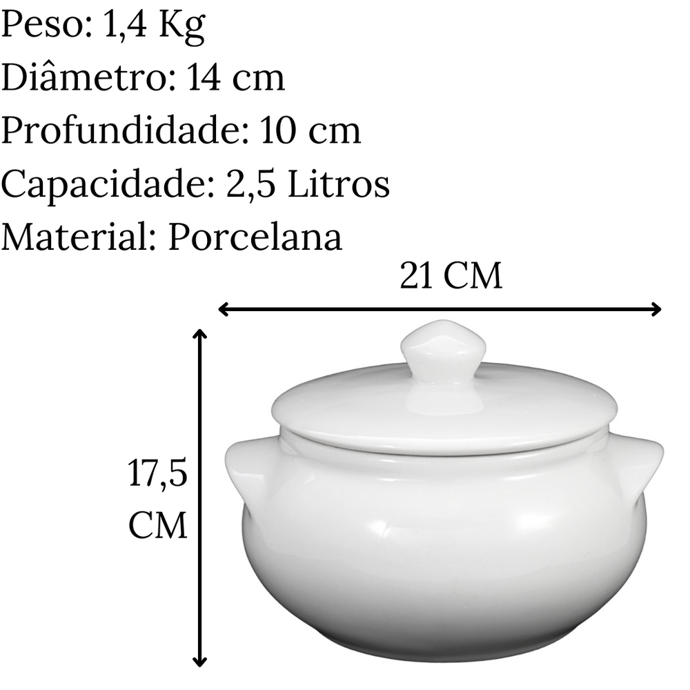 Cumbuca Grande C/ Tampa 2,5L em Porcelana BelaVista